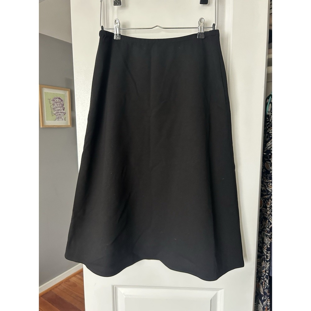Lafayette 148 New York A-Line Flare Midi Skirt Black Lined Zip Size Medium